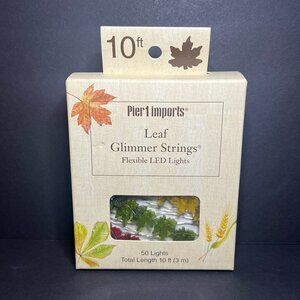 NIB Pier 1 Imports Autumn Fall 10ft Leaf Glimmer Strings 50 Flexible LED Lights